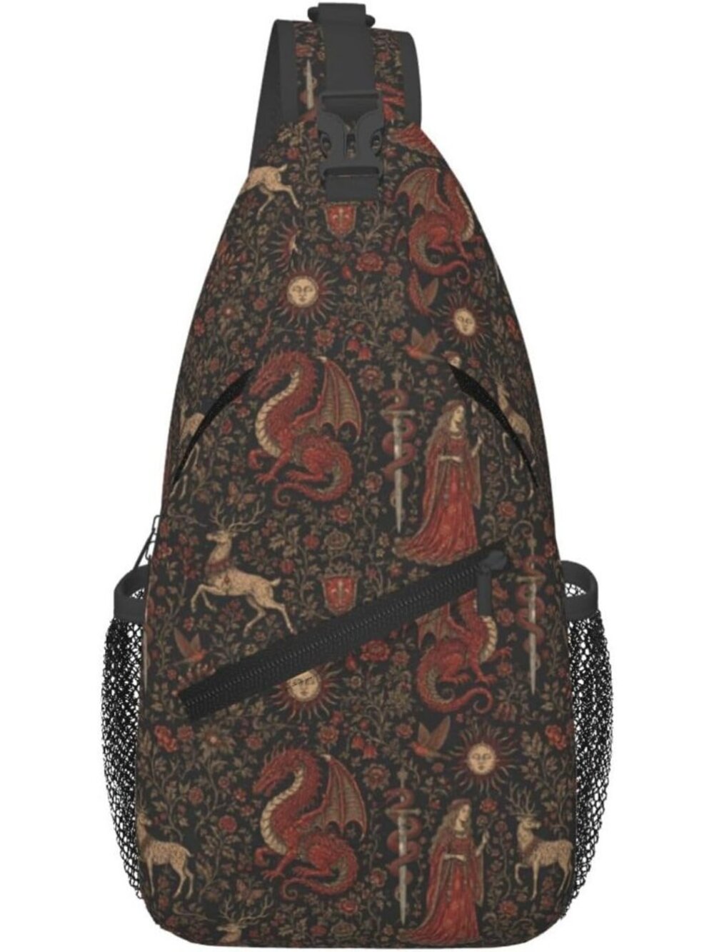 Unisex Gothic Board Skeletons Sling Backpack Chest Hiking Travel Crossbody Bag